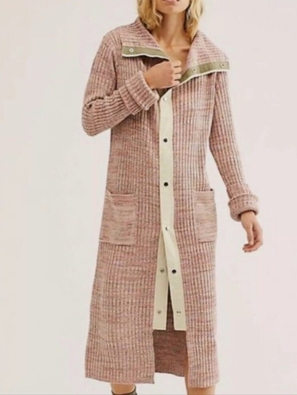 😍 $298 Free People Under The Boardwalk Long Knit Button-Front Duster Cardigan
